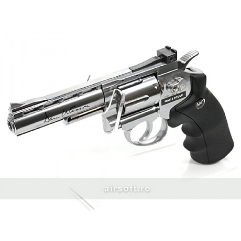 REVOLVER DAN WESSON 4 INCH - SILVER - FULL METAL - GNB - CO2