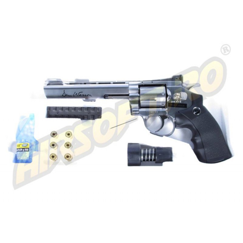 REVOLVER DAN WESSON 6 INCH SILVER - FULL METAL - GNB - CO2