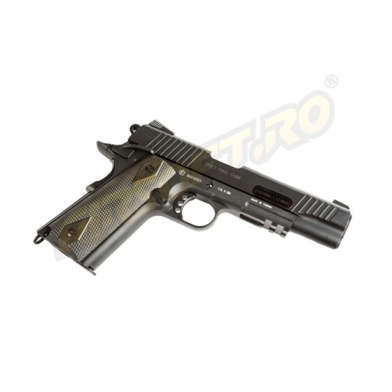 CYBER GUN COLT M1911 RAIL GUN - CO2 - BLOW-BACK - BLACK MAT