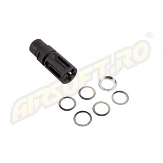 EVOLUTION SOFTAIR FLASH HIDER- CNC STEEL BIRDCAGE - 14MM - CW/CCW