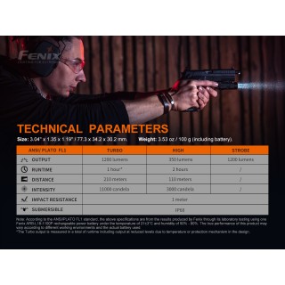 FENIX RECHARGEABLE WEAPON LIGHT GL19R LED MODEL
