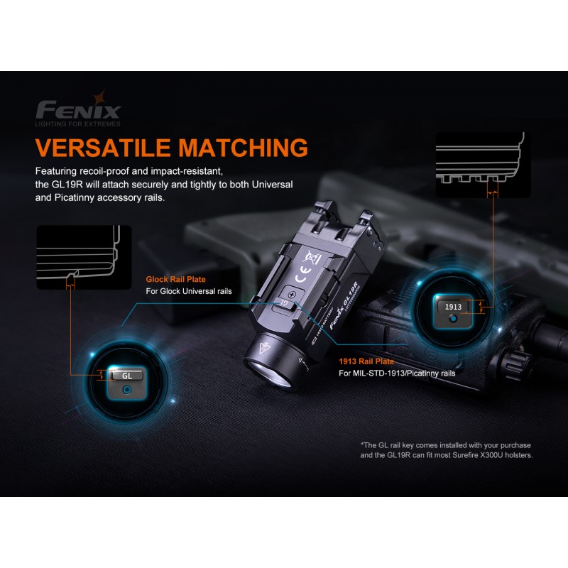 FENIX RECHARGEABLE WEAPON LIGHT GL19R LED MODEL