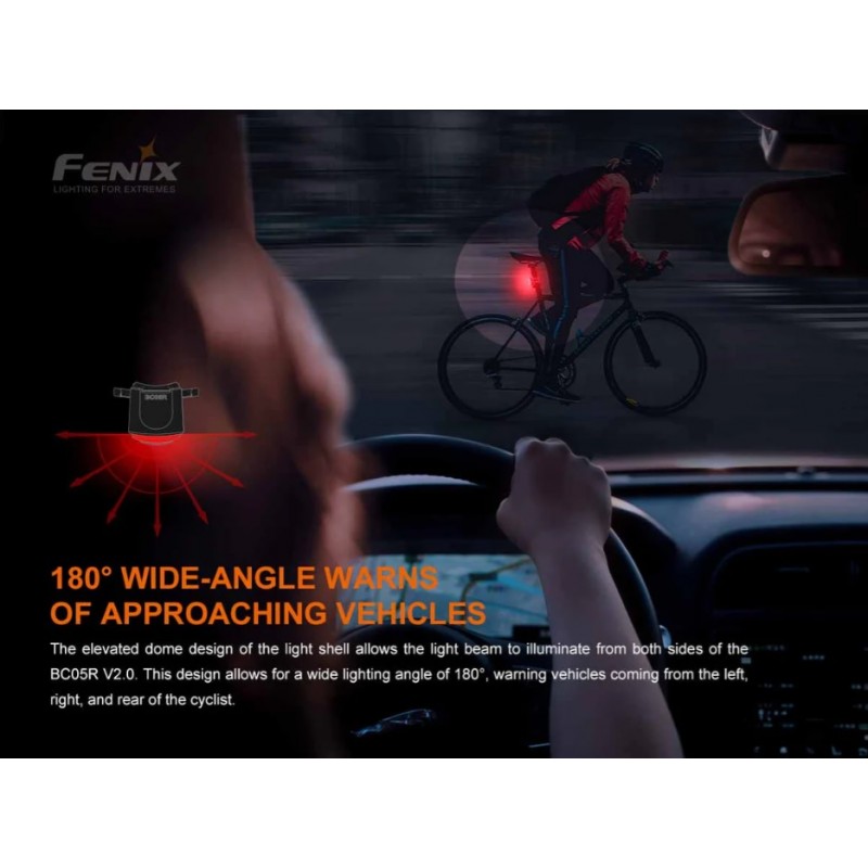FENIX LUCE/TORCIA POSTERIORE RICARICABILE PER BICICLETTA BC05R V2.0