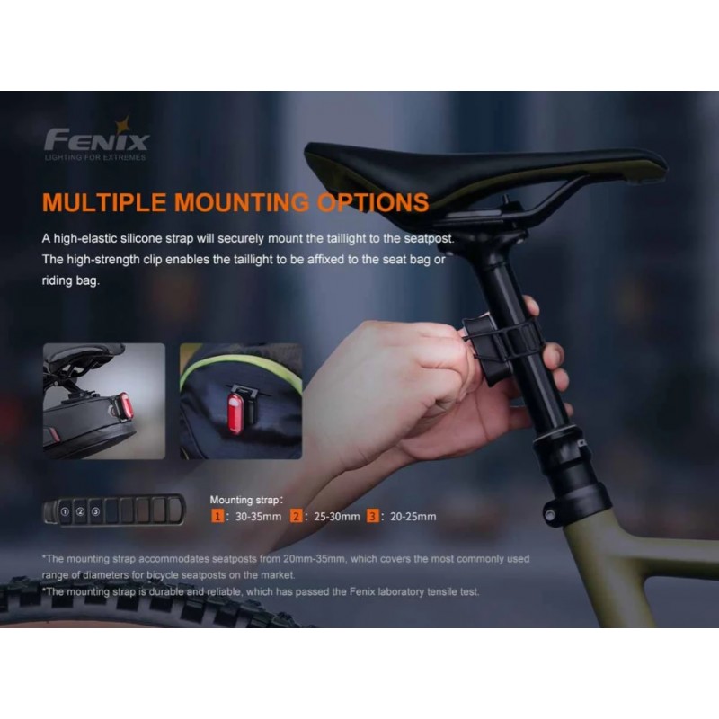 FENIX LUCE/TORCIA POSTERIORE RICARICABILE PER BICICLETTA BC05R V2.0