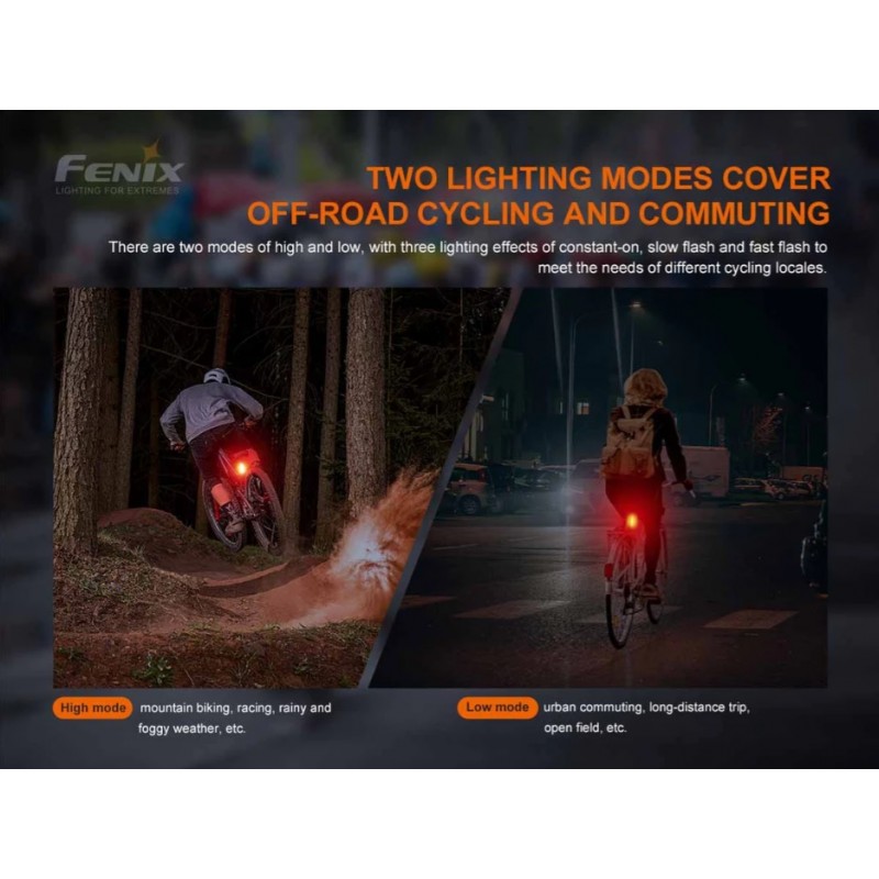 FENIX LUCE/TORCIA POSTERIORE RICARICABILE PER BICICLETTA BC05R V2.0