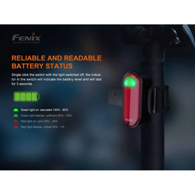FENIX LUCE/TORCIA POSTERIORE RICARICABILE PER BICICLETTA BC05R V2.0
