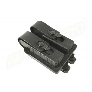 KING COBRA PORTA CARICATORE CHIUSO DOPPIO IN POLIMERO A DOPPIA C - PER GLOCK 17 - SISTEMA MOLLE - NERO