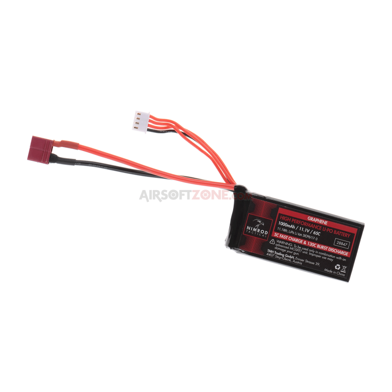 Nimrod Batteria LiPo 11.1V - 1000 mAh - 65C - Graphene PEQ Type - T-PLUG