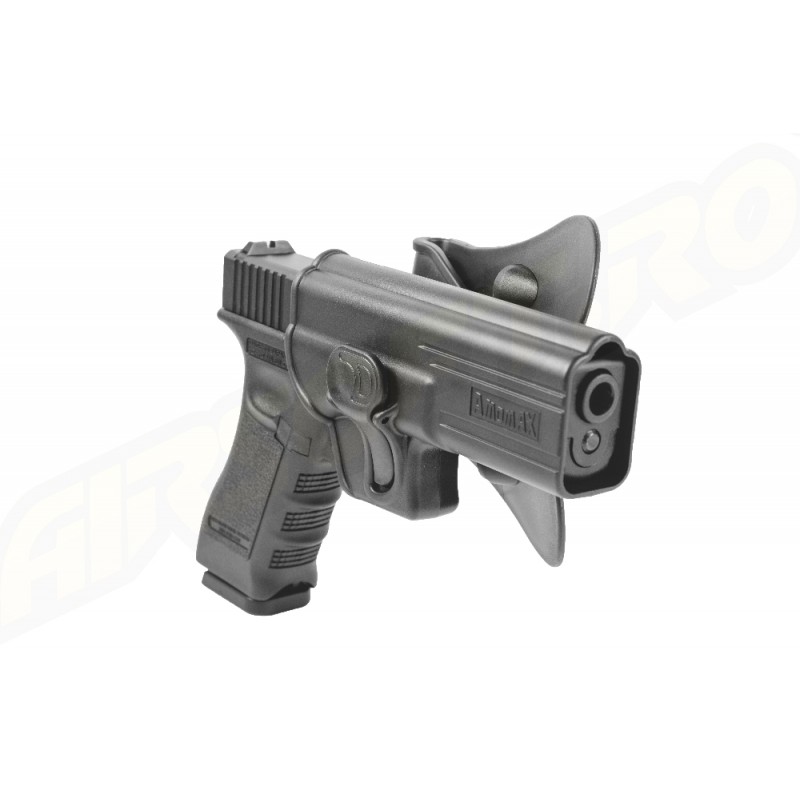 Amomax Fondina rigida in Polimero per Glock 17/22/31, serie KWA ATP, serie APS ACP  - Nero