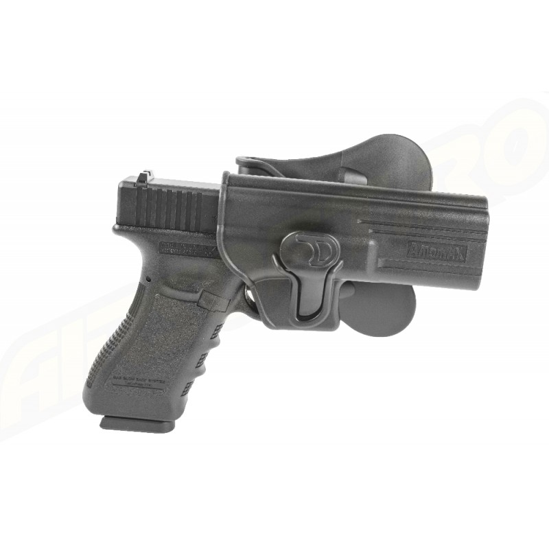Amomax Fondina rigida in Polimero per Glock 17/22/31, serie KWA ATP, serie APS ACP  - Nero