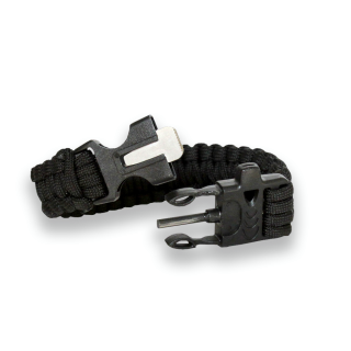 BRATARA PARACORD CU AMNAR SI FLUIER - BLACK