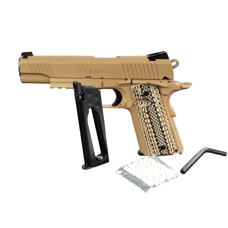 CYBER GUN COLT M45A - CO2 - BLOW-BACK -  TAN
