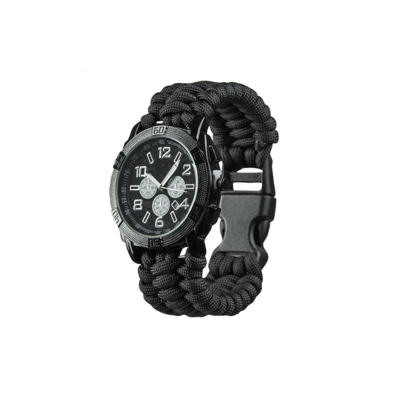 MIL-TEC BRACCIALE PARACORD CON OROLOGIO - NERO
