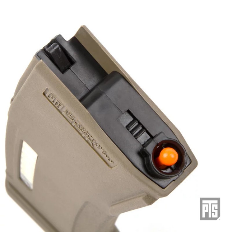PTS SYNDICATE CARICATORE NERO IN TEHNOPOLIMERO DA 120 COLPI PER TOKYO MARUI RECOIL SHOCK - TAN