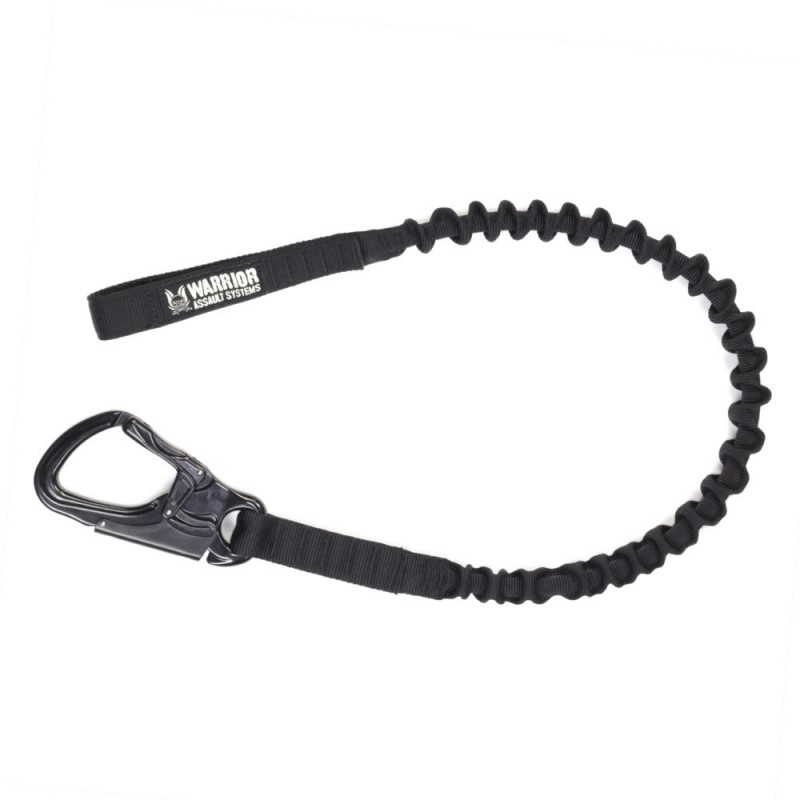 WARRIOR ASSAULT SYSTEMS TANGO CLIP AND CARABINER PERSONAL RETENTION LANYARD - BLACK