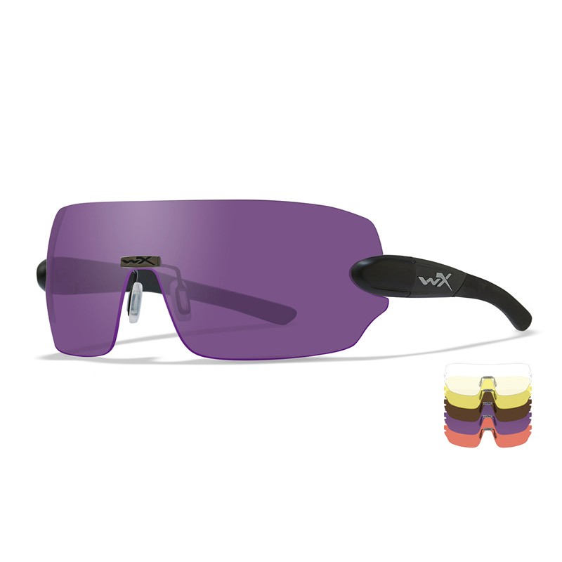 WILEY X BALLISTIC GLASSES DETECTION CLEAR/YELLOW/ORANGE/PURPLE/COPPER MATTE BLACK FRAME