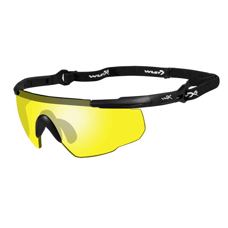 WILEY X BALLISTIC PROTECTION GLASSES SABER ADVANCED YELLOW LENSES MATTE BLACK FRAME WITH BAG